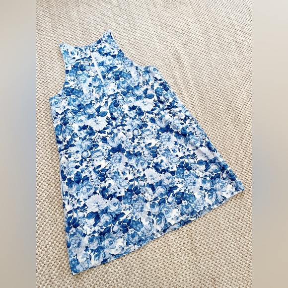 Abercrombie & Fitch Blue and White Floral Dress LT Large Tall - Picture 8 of 11